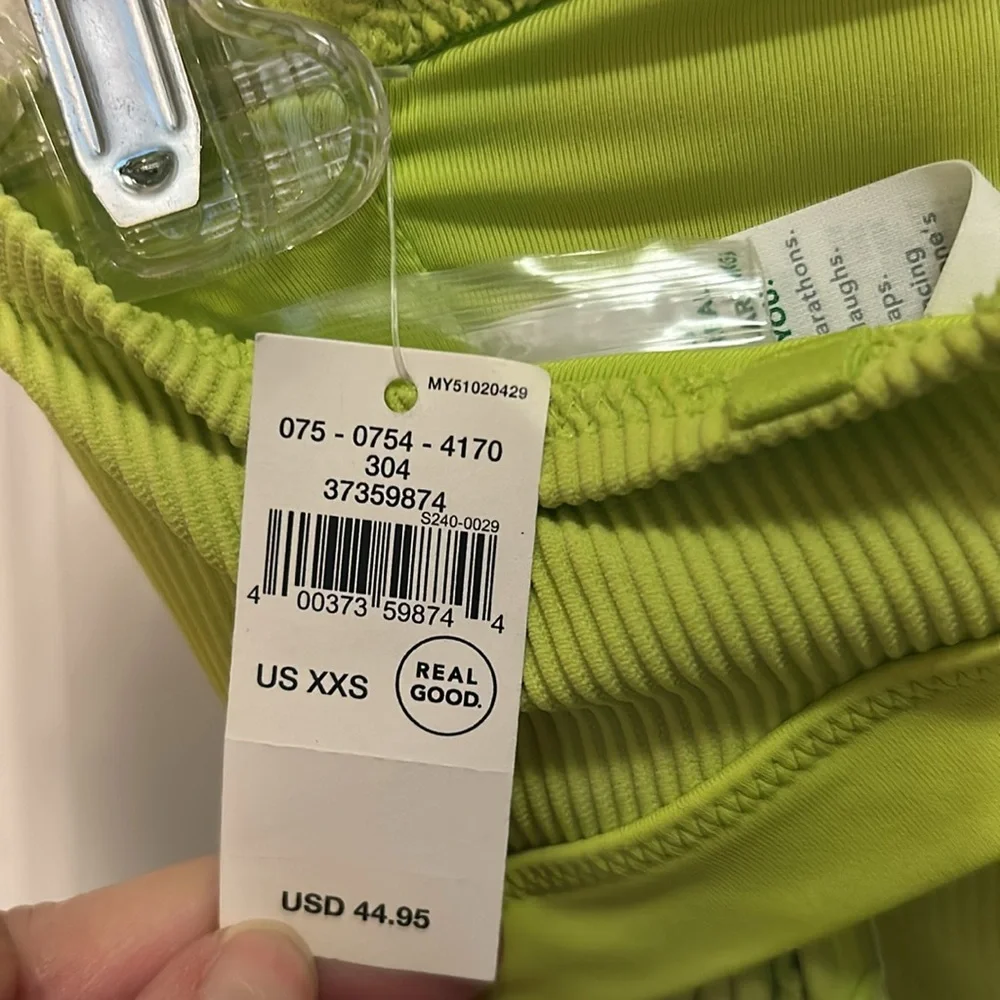 NWT Aerie Lime Green xxs Ribbed swimsuit handkerchief top